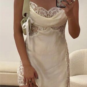 For love & lemons Cream Lace Slip Dress